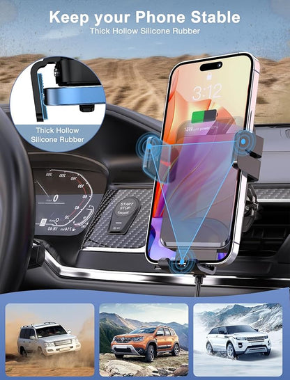 MOKPR Wireless Car Charger, Auto-Clamping Car Mount 15W/10W/7.5W Fast Charging CD Slot Air Vent Car Phone Mount Fit for iPhone 16 15/14/13/13 Pro/12 Pro Max/12 pro/12/11 Series, Samsung Galaxy Series