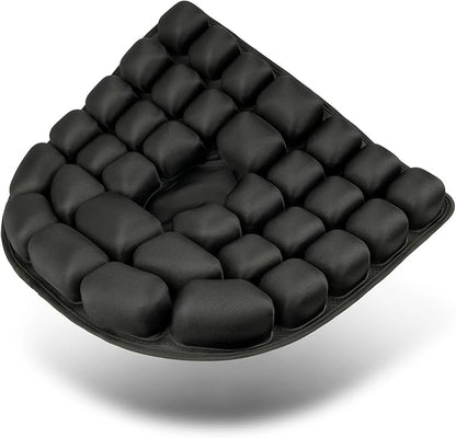 Travel Seat Cushion, 3D Air Inflatable Pressure Relief Cushion for Hemorrhoid and Tailbone Pain Relief, Optimal Support for Long Sitting in Car, Air Travel, Office Chairs, Home Living (Black)