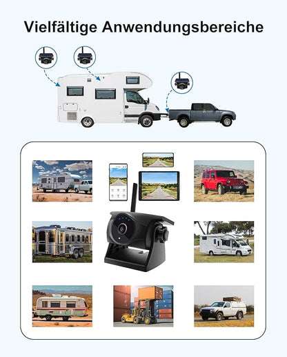 1080P Solar Wireless Backup Camera - Magnetic Hitch Rear Front Camera with Night Vision, 365-Day Standby, Waterproof, Rechargeable Battery for Horse Trailer RV Truck Car for Phone Pad Android