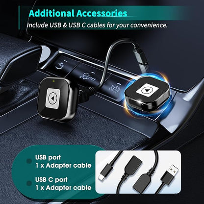 Wireless CarPlay Adapter for iPhone - Mini USB Design, Plug & Play, Auto Connect,Convert Wired to Wireless CarPlay in Seconds, iOS 10+ Compatible (2025 Upgrade) for Cars 2016+ (Black)