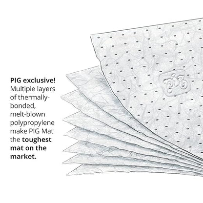 PIG Oil-Only Absorbent Mat Pad | Pack of 100 Mediumweight Oil Pads | Absorbs Oil | 23 oz Absorbency | 20" L x 15" W | MAT455