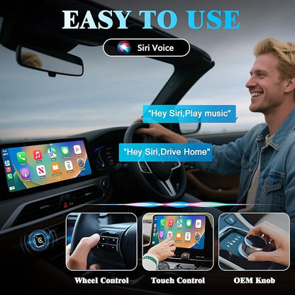 Wireless CarPlay Adapter for iPhone, 2025 Upgraded Wired to Wireless for Apple CarPlay, Mini USB Design Car Play Adapter with Type-C Extension, Plug and Play, Stable Connection & No Latency