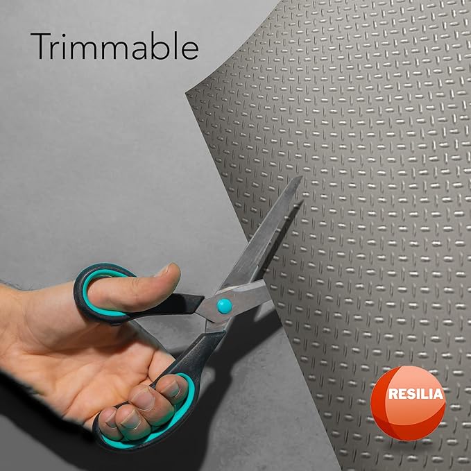 RESILIA Heavy Duty Garage Floor Runner & Protector Mat - Slip Resistant Diamond Plate PVC Mats - Water, Spill, & Stain Resistant, Sandstone (4 feet x 15 feet), Made in The USA