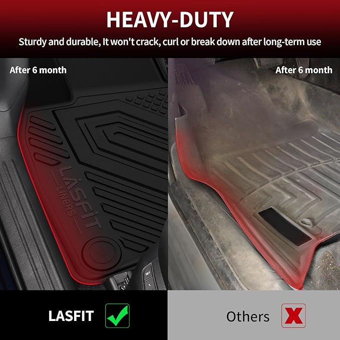 LASFIT Floor Mats & Trunk Mat Fit for Mazda CX50 2025 2024 2023 (Not for Hybrid) Custom Fit CX 50 Floor Liners TPE All Weather Car Mats Accessories, 1st & 2nd Row & Cargo Mat for CX-50-Black