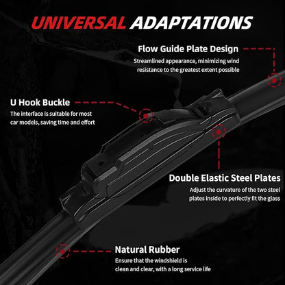OTUAYAUTO Premium Windshield Wiper Blades - Replacement for Toyota Venza 2009-2016 - Precision Fit, All-Weather Performance, Front and Rear Wiper Blades, J/U Hook - 26"+22"+12" (Pack of 3)