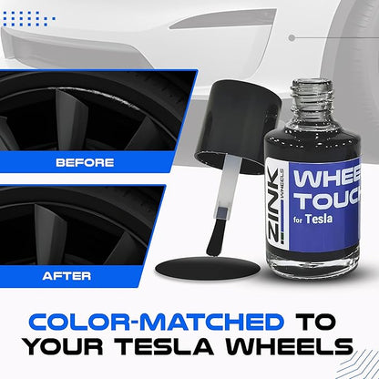 Premium Tesla Wheel Curb Rash Repair Kit for Model X 22-inch Onyx Black Turbine Rims - DIY Kit with Color-matched Touch Up Paint - Made in USA