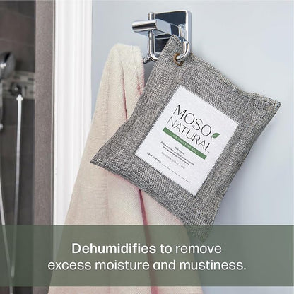 Moso Natural Air Purifying Bag 200g | Premium Bamboo Charcoal Odor Absorber for Home & Car | Closet Odor Eliminator, Small Room Deodorizer & Car Air Freshener | Long Lasting Charcoal Bags Cover 90sqft