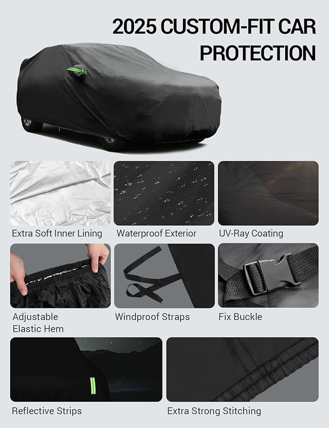 Proadsy 2025 Upgrade Car Cover Custom Fit for Lexus GX 2024 2025, Waterproof All Weather for Automobiles, Full Exterior Cover Rain Snow Sun Protector Indoor Outdoor Car Cover