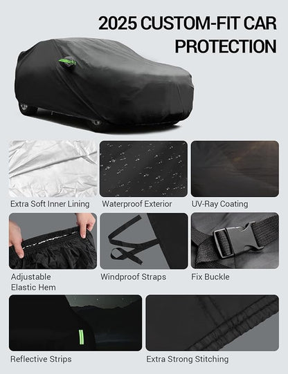 Proadsy 2025 Upgrade Car Cover Custom Fit for Lexus GX 2024 2025, Waterproof All Weather for Automobiles, Full Exterior Cover Rain Snow Sun Protector Indoor Outdoor Car Cover