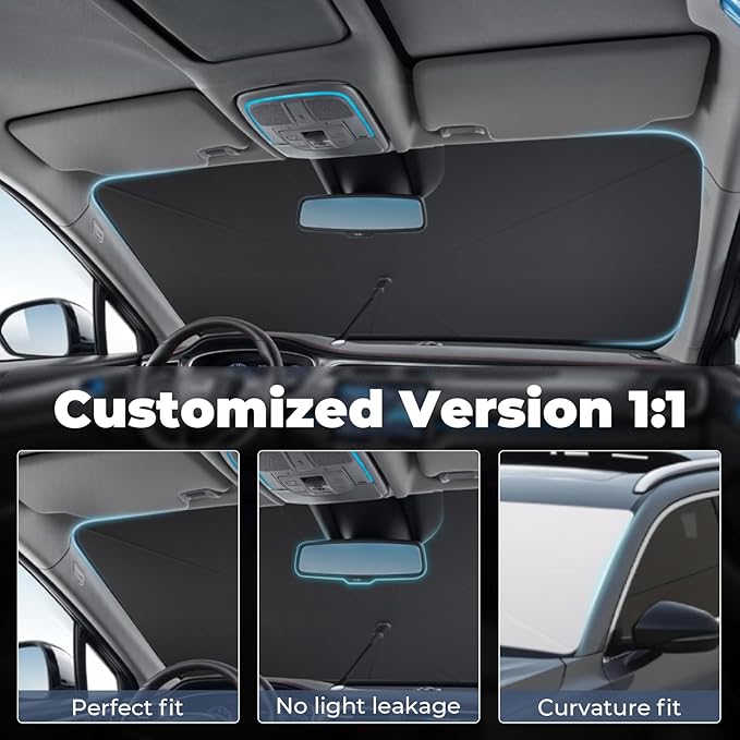 Windshield Sun Shade Umbrella Compatible with 2019-2025 Lexus ES Accessories: Custom Fit 240T Silver, Double Thickened, Foldable Sunshade Window Sun Visor, Ultimate 99% UV Blocking for 250, 300h, 350
