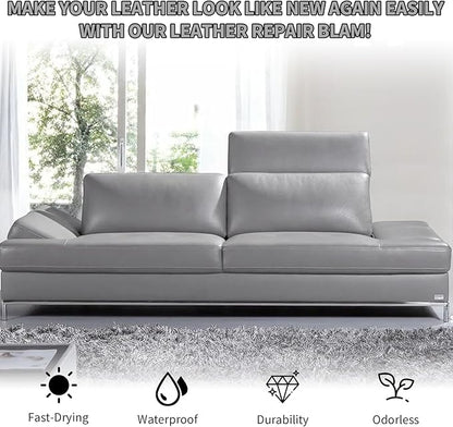 Gray Leather Recoloring Balm,Leather Couch Scratch/Stain Remover,Leather Repair kit for Vinyl Furniture and Car Interior,Leather Dye Paint for Scratched and Faded Leather Couches