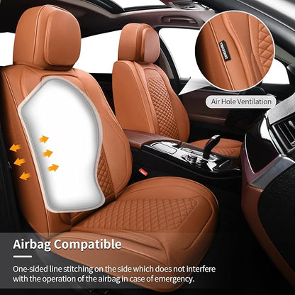 Car Seat Covers Full Set Leather Seat Covers Automotive Seat Covers Universal Car Seat Cover for Most Cars Brown