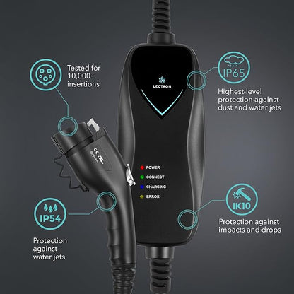 Lectron Level 1 EV Charger - ETL Certified, 110V, 15 Amp, 16 ft Extension Cord & J1772 Cable - Portable Electric Car Charger for J1772 EVs with NEMA 5-15 Plug