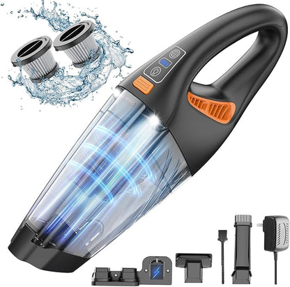 Handheld Vacuum Cordless, 18000Pa 160W Hand,30Min Car Vacuum Portable Cordless Rechargeable High Power Lightweight LED Light Fast Charge Vacuum Cleaner for Car Home
