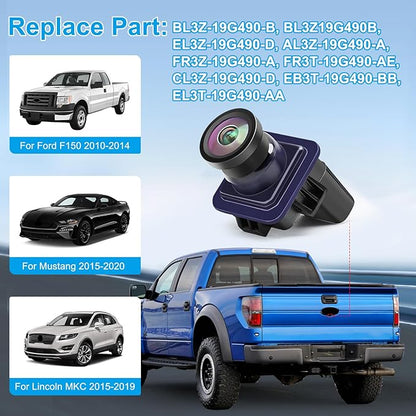 F150 Backup Camera Rear View Parking Assist Camera 170° HD Night Vision Compatible with Ford F150 2010-2014 Mustang 2015-2020 Lincoln MKC 2015-2019 EL3T-19G490-AA EL3Z-19G490-D BL3Z-19G490-B