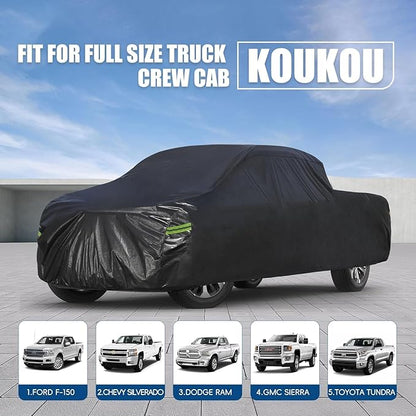 KouKou Truck Cover Waterproof All Weather, 7 Layers Heavy Duty Pickup Truck Cover Outdoor Length from 210 to 232 inches,Universal Fit Ford F150, Nissan Frontier, Toyota Tacoma, GMC Canyon etc.