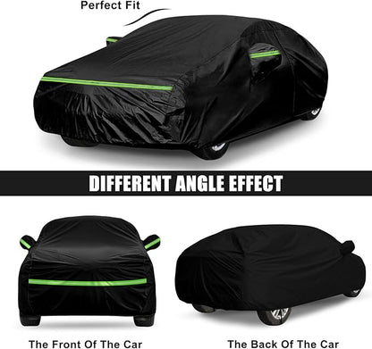 Waterproof Car Cover Compatible with Toyota Avalon 2005-2025, Black 210T Inside Cotton Cover with Door Zippers for Snow Rain Dust Outdoor Protection
