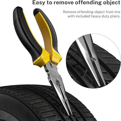 Flat Tire Repair Kit with Plug 68 Pcs for Car, Motorcycle, ATV, Jeep, Truck, Tractor Flat Tire Repair (2-Pack) (Set of 2-68pcs)