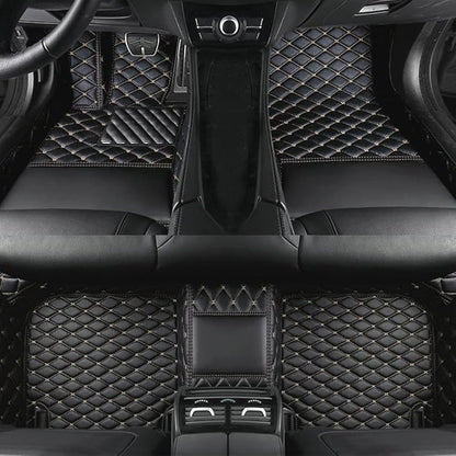 Custom Colors Car Floor Mats Black Pink for 99.9% Sedan SUV Sports， All-Weather Liners Car Floor mat，Luxury Leather Automotive Floor Mats (Black Beige,3D Floor Mats)