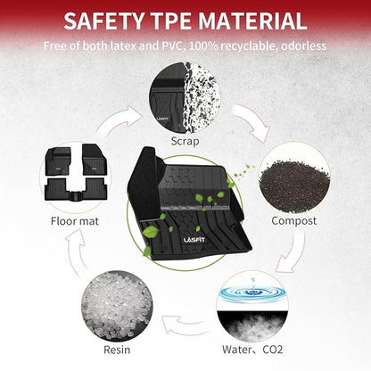 LASFIT Floor Mats Fit for Lincoln MKC 2019 2018 2017 2016 2015 TPE All Weather Floor Liners Custom Fit Car Mats 2015-2019 Accessories, 1st and 2nd Rows Floor Mats - Black