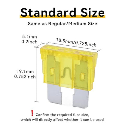 100 Pack Auto Fuses 20 AMP ATC/ATO Standard Regular Fuse Blade 20A Car Truck Boat Marine RV