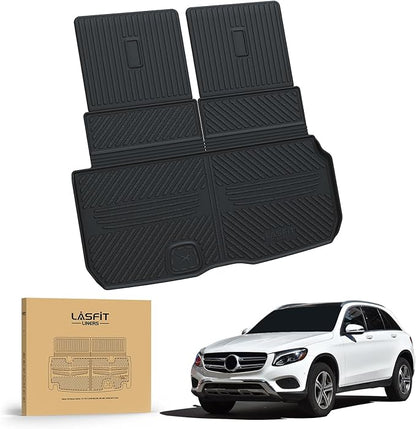 LASFIT Cargo Mat & Backrest Mat for Mercedes Benz GLS 450/580 / 63 AMG 2026 2025 2024 2023 2022 2021 2020, All Weather TPE Waterproof Cargo Liner Custom Fit GLS 2020-2026 Trunk Mat with Seatback