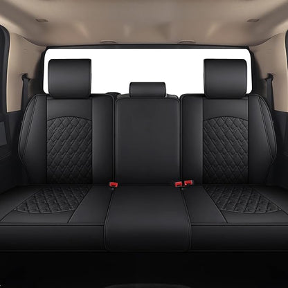 JOJOBAY Car Seat Covers for Dodge Ram Full Set,Fit Ram 2009-2023 1500/2500/3500 Pick-up Truck,Crew,Regular,Quad,Mega Cab,Waterproof Leather Seat Covers Protectors（5 PCS Full Set,Black）