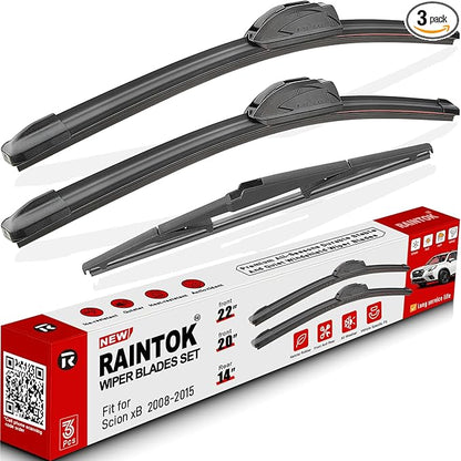 Windshield Wiper Blades Replacement for Scion xB 2008 2009 2010 2011 2012 2013 2014 2015 Original Factory Quality Front Rear Wipers Blade Set for My Car - 22" 20" 14" (Pack of 3)