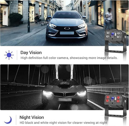 Hikity Wireless Backup Camera Trucks -7 Inch HD 1080P Rear View Camera Monitor Kit, IP68 Waterproof, 320ft Stable Signal, Wide Angle, Night Version, Plug and Play Monitor System for Car, RVs, SUVs