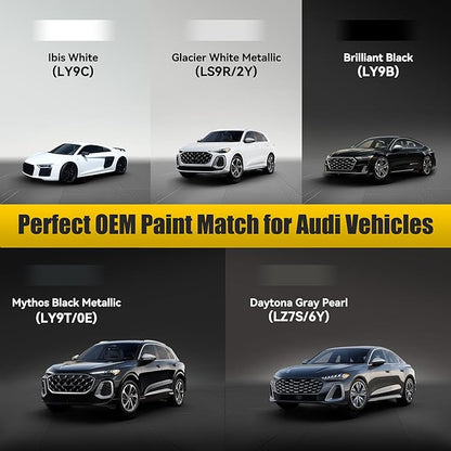 (LS9R/2Y) Glacier White Metallic Touch Up Paint Compatible with Audi, Exact Match Car Paint Pen Automotive Scratch Repair Remover Kit Quick & Easy Solution for Vehicle Chips and Nicks