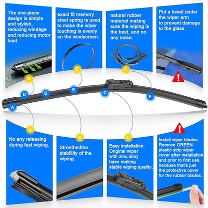 Windshield Wiper Blades Replacement for Subaru Outback 2020 2021 2022 2023 2024 Original Factory Quality Front Rear Wipers Blade Set for My Car - 26" 18" 16" (Pack of 3)