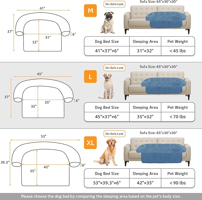 GGIB Calming Dog Bed Fluffy Plush Dog Mat for Furniture Protector with Removable Washable Cover for Large Medium Small Dogs and Cats (Large, Navy)