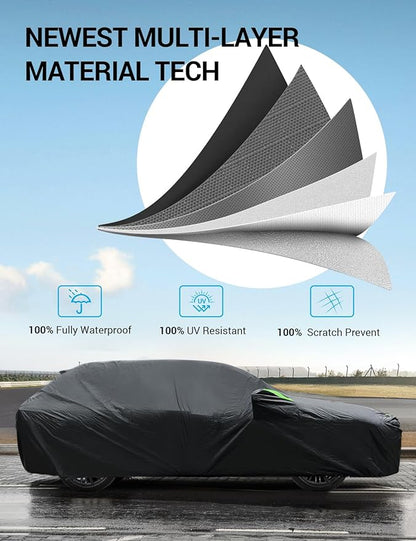 Proadsy 2025 Upgrade Car Cover Custom Fit for Lexus GX 2024 2025, Waterproof All Weather for Automobiles, Full Exterior Cover Rain Snow Sun Protector Indoor Outdoor Car Cover