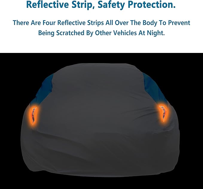 MORNYRAY Waterproof Car Cover All Weather Snowproof UV Protection Windproof Outdoor Full car Cover, Universal Fit for Sedan (Silvery, A3-Fit Sedan Length(178-185 inch)
