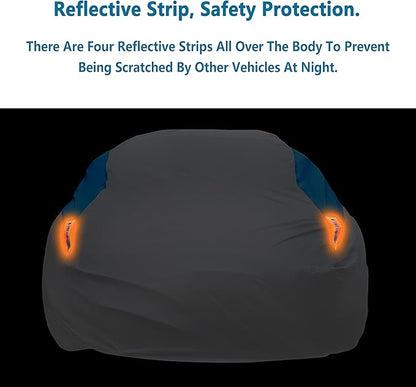 MORNYRAY Waterproof Car Cover All Weather Snowproof UV Protection Windproof Outdoor Full car Cover, Universal Fit for Sedan (Silvery, A3-Fit Sedan Length(178-185 inch)