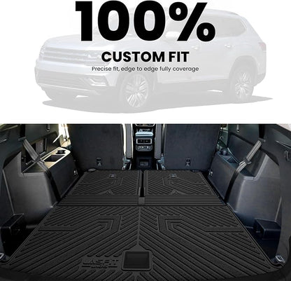 LASFIT Backrest Mat & Cargo Mat for Volkswagen VW Atlas 2025-2018, 2nd Row Bench seat, All Weather TPE Custom Fit Trunk Liners for VW Atlas Accessories Seatback Mats, Black, Easy to Clean
