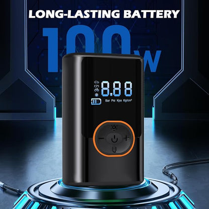 2025 Cordless Tire Inflator w/Digital Gauge 150PSI, Portable Air Pump for Car/Motorcycle/Bike, USB-C Fast Charge & Auto Shut-Off, Travel/Home Emergency Kit