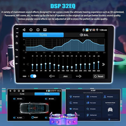 SIXTOP [4+64G] Android Car Stereo for Hyundai Tucson IX35 2010-2015 with Carplay Android Auto Mirror Link 10.1 inch Touchscreen 1280 * 720 Bluetooth 5.0 FM/RDS DSP 32EQ WiFi GPS Change Theme AI Voice