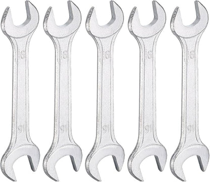 HARFINGTON 5pcs Double Open End Wrench 16mm x 18mm Metric 15 Degree Offset Angle Small Flat Head Wrench Galvanizing Open Ended Spanner for Automotive Repair Furniture Assembly