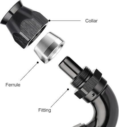 EVIL ENERGY 8AN 120 Degree PTFE One Piece Full Flow End Hose Fitting Aluminum Black