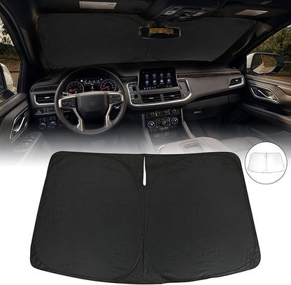 ROCCS Windshield Sunshade UV Ray Reflector Compatible with Chevy Tahoe GMC Yukon 2021-2025 Front Window Sun Shade Shield Cover Foldable Reflective Sun Visor
