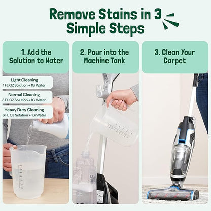 Sunny & Honey Carpet Cleaner Solution - 128 Fl Oz, Spring Mint Scent - Carpet Shampoo & Pet Stain Remover for Upholstery & Rugs, Works With Steam Cleaners