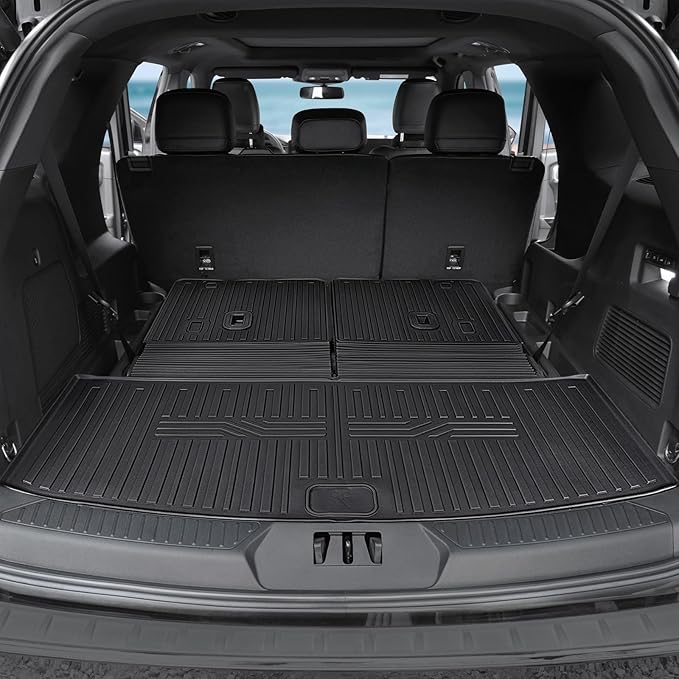 Floor Mats for 2020-2024 2025 Ford Explorer (7-seat), All Weather TPE Floor Mat Cargo Liner with Backrest Mat for Explorer ST/XLT Accessories