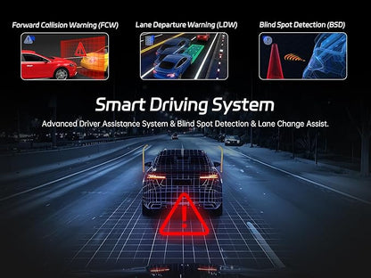 Pelsee 4K 3 Channel Dash Cam Front and Rear Inside, Dash Camera for Cars, 4K+1080P+1080P Dashcam with APP & WiFi, 64GB Card Included, Smart Driving System ADAS DMS, 24H Parking Mode,G-Sensor,256GB Max