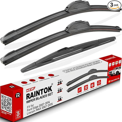 Windshield Wiper Blades Replacement for 2007-2014 Ford Edge Original Factory Quality Front Rear Wipers Blade Set for My Car - 26" 20" 14" (Pack of 3)