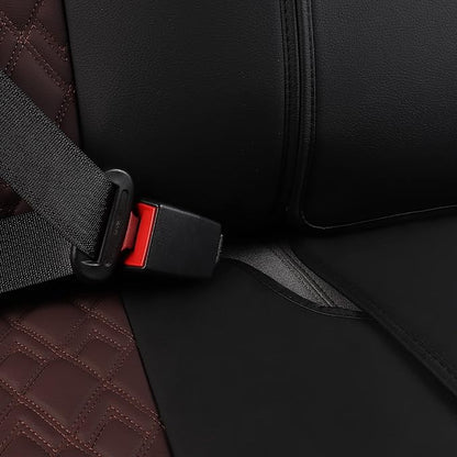 JOJOBAY Car Seat Covers for Dodge Ram 2 Pcs Front,Fit Ram 2009-2025 1500/2500/3500 Pick-up Truck,Crew,Regular,Quad,Mega Cab,Waterproof Leather Seat Covers Protectors（2PCS Front,Black-Brown）