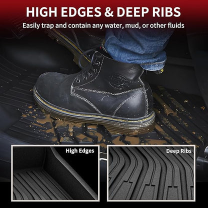 LASFIT Floor Mats & Cargo Mats for Volkswagen ID.4 2025 2024 2023 2022 2021, All Weather TPE Custom Fit Floor Liners for VW ID.4 1st & 2nd Row Car Mats & Trunk Mats, Black