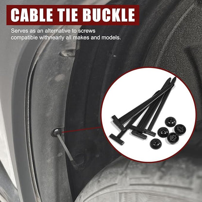 200Pcs Nylon Universal Cable Tie Buckle - Heavy Duty Self-Locking Push Pin Design with Button, UV Resistant Fasteners for Car Repair (Fender, Bumper, Trunk Liner), Wire Bundling, Home & Garage