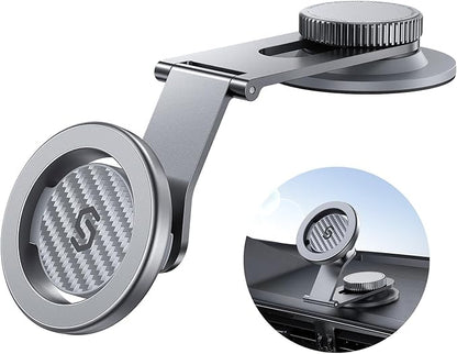SYNCWIRE Fits MagSafe Car Mount for Universal Dashboard & Tesla Screen, Kevlar Silver Magnetic Phone Holder for Car, Super Stable Magnetic Car Phone Mount for iPhone 16 Pro Max 15 14 13 12&All Phones
