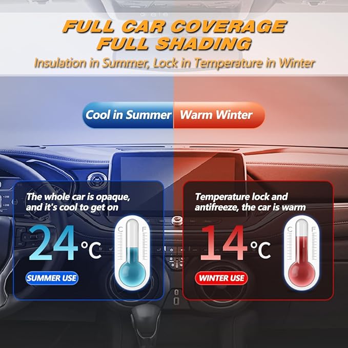 AUQDD 6-Layers PEVA New Material Sedan SUV Full Padded Car Cover Waterproof All Weather Weatherproof UV Sun Protection Snow Dust Storm Resistant Outdoor Exterior Custom Form-Fit Straps 214"-232" Black